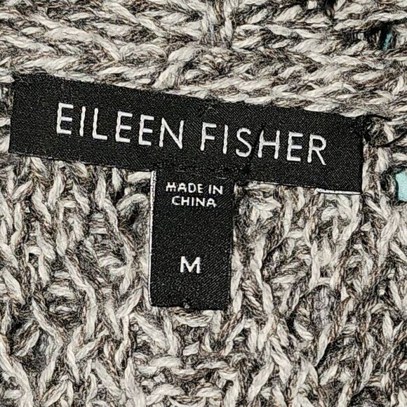 Eileen Fisher Womens Heathered Gray Open Front Cardigan Sweater Medium - Picture 4 of 5
